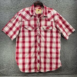 Larry Mahan Cowboy Collection Shirt Mens 2XL Red Plaid Western Pearl Snap Casual
